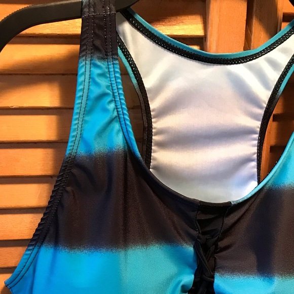 Black & Blue Racerback Tankini - Picture 6 of 12